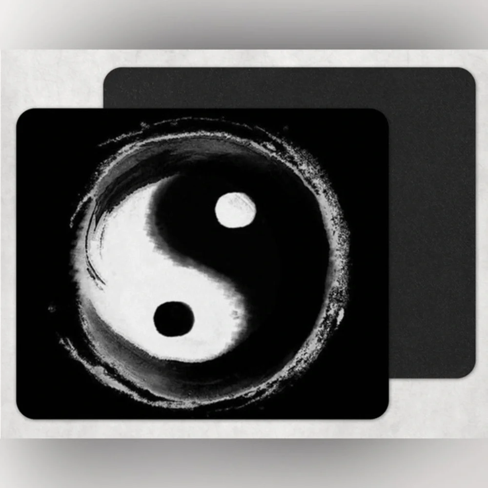 Black Yin Yang Mouse Pad